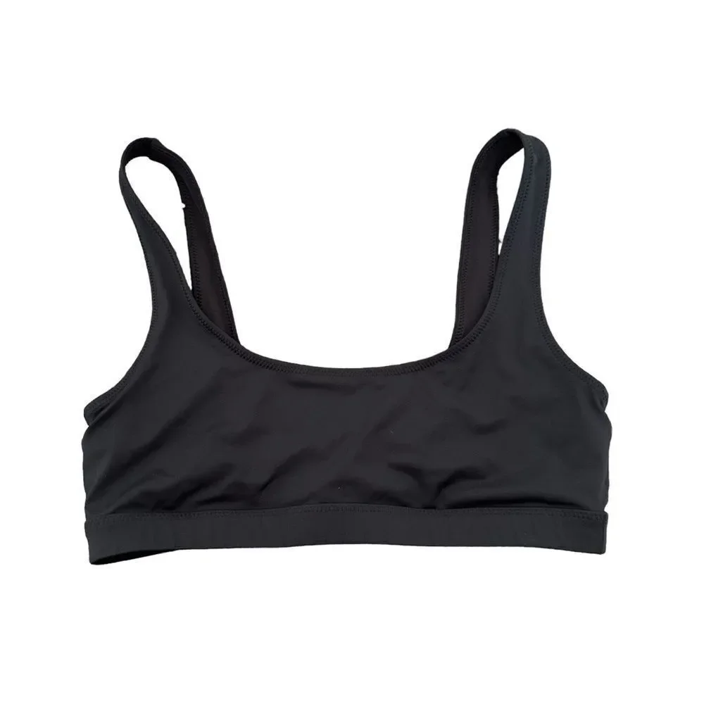 NWT SKIMS Recycled Signature Swim Tank Bikini Top In Onyx Black